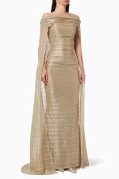 Off-Shoulder Gown in Jersey Voile - thumbnail