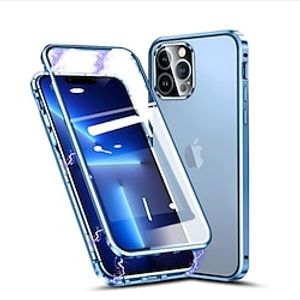 Phone Case For Apple Magnetic Adsorption Clear Case iPhone 13 iPhone 13 Pro iPhone 13 Pro Max 12 11 SE 2022 X XR XS Max 8 7 Clear Transparent Aluminum Alloy Tempered Glass Metal miniinthebox