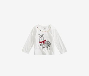Baby Girls Llama-Print T-Shirt  Grey Drop Heather