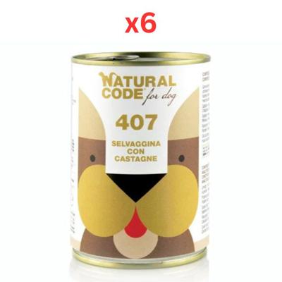 Natural Code Game & Chestnuts Pate Wet Dog Food 400G (Pack of 6)