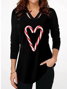 V Neck Heat Print Long Sleeve T-shirt