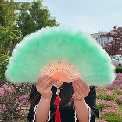 Turkey Feather Full Velvet Fan Performance on June 1st Stage Feather Fan Props Qipao Walk Feather Fan Lightinthebox