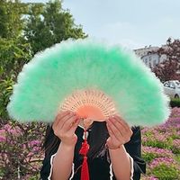 Turkey Feather Full Velvet Fan Performance on June 1st Stage Feather Fan Props Qipao Walk Feather Fan Lightinthebox - thumbnail