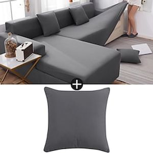 WaterProof 1 set 4 Seater Sofa Cover Cushion Cover Stretch Slipcovers Soft Durable Couch Cover 1 pc Spandex Fabric Washable Furniture Protector and 1pc Cushion Cover Lightinthebox