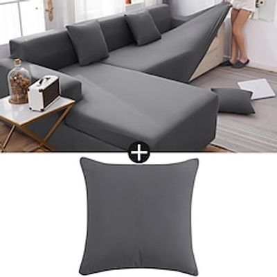 WaterProof 1 set 4 Seater Sofa Cover Cushion Cover Stretch Slipcovers Soft Durable Couch Cover 1 pc Spandex Fabric Washable Furniture Protector and 1pc Cushion Cover Lightinthebox