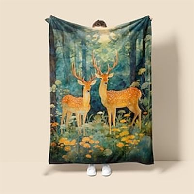 Forest Deer Pattern Super Soft Blanket,Lightweight Novelty Flannel Throw Blankets Warm  All Seasons Room Decoration Gifts Home Decor Lightinthebox