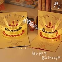 Music Lighting Ins Birthday Gift Creativity Cute Little Bear Greeting Card Three-Dimensional Greeting Card 3d Cake Blessing Card Letter miniinthebox - thumbnail
