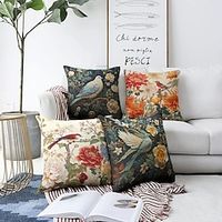 Floral Bird Double Side Pillow Cover 1PC Soft Decorative Square Cushion Case Pillowcase for Bedroom Livingroom Sofa Couch Chair miniinthebox - thumbnail