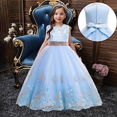 Kids Girls' Party Dress Solid Color Short Sleeve Graduation Pegeant Lace Daily Princess Beautiful Cotton Maxi Party Dress Spring Fall Winter 2-13 Years claret Rose Gold Pink Lightinthebox