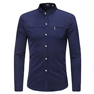 Men's Shirt Solid Color Long Sleeve Casual Tops Casual Sports Wine Black Navy Blue Lightinthebox