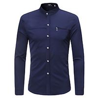 Men's Shirt Solid Color Long Sleeve Casual Tops Casual Sports Wine Black Navy Blue Lightinthebox - thumbnail