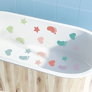 6pcs Cartoon Graphic Bathtub Sticker, Waterproof Frosted Bathtub Sticker, Self-adhesive Removable Bathtub Wall Decals, Bathroom Toilet Decorative Adhesive Sticker, Bathroom Decor. miniinthebox