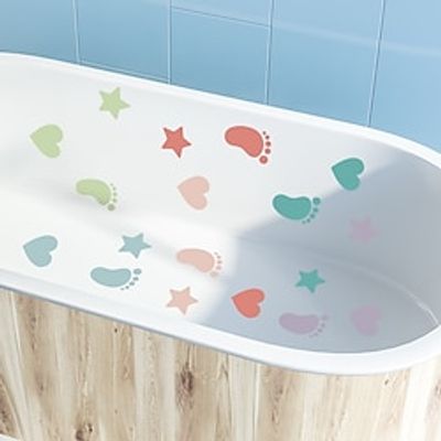 6pcs Cartoon Graphic Bathtub Sticker, Waterproof Frosted Bathtub Sticker, Self-adhesive Removable Bathtub Wall Decals, Bathroom Toilet Decorative Adhesive Sticker, Bathroom Decor. miniinthebox