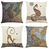Art Cat Double Side Cushion Cover 4PCS Soft Decorative Square Throw Pillow Cover Cushion Case Pillowcase for Sofa Bedroom Superior Quality Machine Washable miniinthebox Art Cat Double Side Cushion Cover 4PCS Soft Decorative Square Throw Pillow Cover Cushion Case Pillowcase for Sofa Bedroom Superior Quality Machine Washable miniinthebox