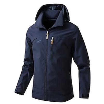 Men's Lightweight Jacket Hoodie Jacket Hiking Jacket Outdoor Daily Wear Warm Fall Winter Plain Fashion Streetwear Hooded Regular Black Khaki Army Green Dark Blue Grey Jacket Lightinthebox