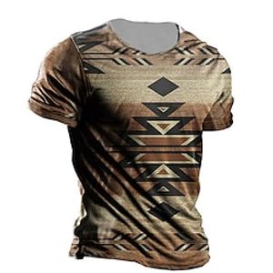 Men's Unisex T shirt Tee 3D Print Graphic Prints Geometry Crew Neck Street Daily Print Short Sleeve Tops Designer Casual Vintage Big and Tall Brown  Summer Lightinthebox