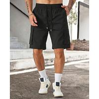 Men's Cargo Shorts Shorts Drawstring Elastic Waist Multi Pocket Plain Wearable Short Outdoor Daily Going out Fashion Classic Black Army Green Lightinthebox