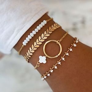 4pcs Women's Bracelet Layered XOXO Simple Boho Alloy Bracelet Jewelry Golden For Gift Daily Holiday Lightinthebox