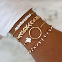 4pcs Women's Bracelet Layered XOXO Simple Boho Alloy Bracelet Jewelry Golden For Gift Daily Holiday Lightinthebox - thumbnail