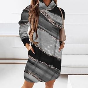 Women's Hoodie Dress Winter Dress Black Pink Brown Beige Gray Long Sleeve Print Print Winter Fall Hooded Stylish Modern Fall Dress 2022 XS S M L XL 2XL XXXL 4XL 5XL 6XL Lightinthebox