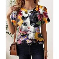 Women's T shirt Tee Animal Dog Daily Yellow Short Sleeve Stylish Crew Neck Summer Lightinthebox