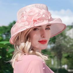 Hats Flax Bowler / Cloche Hat Bucket Hat Sun Hat Wedding Tea Party Elegant Wedding With Pure Color Lace Side Headpiece Headwear Lightinthebox