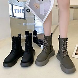 Women's Boots Round Toe PU Solid Colored Gray Black miniinthebox