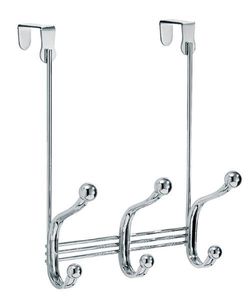 Interdesign York Lyra Over the Door 3 Hooks Rack 12.2 x 10.4 x 4.1 inch Chrome