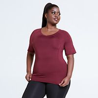 plus size women's slim running quick-drying t-shirt stretch sports short-sleeved breathable tight-fitting running sports fitness yoga wear Lightinthebox - thumbnail