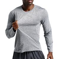 Men's Gym Shirt Running Shirt Training Shirt Men Tops Tee Crew Neck Long Sleeve Street Vacation Going out Casual Daily Quick dry Moisture Wicking Breathable Plain Black White Activewear Fashion Basic Lightinthebox - thumbnail