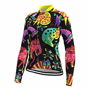 21Grams Women's Long Sleeve Cycling Jersey Spandex Black Floral Botanical Bike Top Mountain Bike MTB Road Bike Cycling Quick Dry Moisture Wicking Sports Clothing Apparel / Stretchy / Athleisure miniinthebox