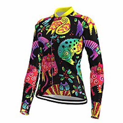 21Grams Women's Long Sleeve Cycling Jersey Spandex Black Floral Botanical Bike Top Mountain Bike MTB Road Bike Cycling Quick Dry Moisture Wicking Sports Clothing Apparel / Stretchy / Athleisure miniinthebox