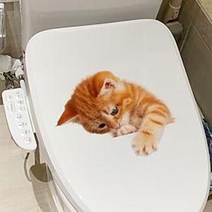 1pc Bathtub Sticker PVC Toilet Lid Decal, Modern Cat Pattern Self-Adhesive Toilet Stool Commode Sticker For Bathroom. miniinthebox