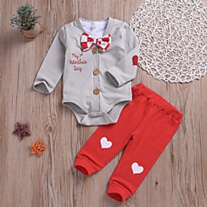 Baby Girls' Basic Print Long Sleeve Regular Clothing Set Gray miniinthebox