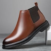 Men's Boots Chelsea Boots Walking Casual Daily Party  Evening Suede Cowhide Warm Loafer Black Brown Fall Winter miniinthebox - thumbnail