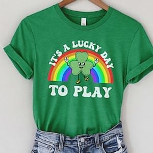 Women's T shirt Tee Cotton Letter Shamrock Party St.Patrick's Day Holiday Black Green Khaki Print Short Sleeve Classic Round Neck OT Shirt Occupational therapy shirt Funny St. Patrick day OT shirt Lightinthebox