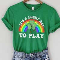 Women's T shirt Tee Cotton Letter Shamrock Party St.Patrick's Day Holiday Black Green Khaki Print Short Sleeve Classic Round Neck OT Shirt Occupational therapy shirt Funny St. Patrick day OT shirt Lightinthebox - thumbnail