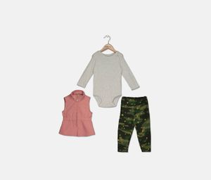 Infant Girls Camouflage Vest Set  Pink Combo