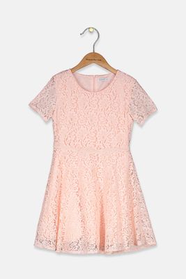 Kids Girls Lace A-line Dress  Pink