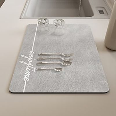 Modern Simple Drying Pad for Kitchen Counter | Absorbent Quick Dry Pad|Multiple Usage Drainer Mats | Dish Drying Mat with Non-Slip Rubber Backed miniinthebox Modern Simple Drying Pad for Kitchen Counter | Absorbent Quick Dry Pad|Multiple Usage Drainer Mats | Dish Drying Mat with Non-Slip Rubber Backed miniinthebox