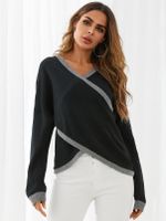 YOINS V-neck Crossed front design Sweater - thumbnail