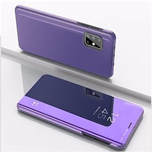 Phone Case For Samsung Galaxy Flip S23 S22 Ultra Plus S21 FE S20 A14 A34 A54 A72 A52 A42 A71 A51 A31 Note 20 Ultra 10 Plus Z Fold 5 with Stand Mirror Auto Sleep / Wake Up Solid Colored PU Leather miniinthebox