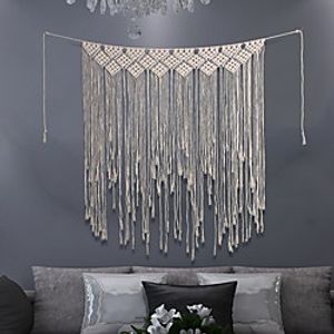 Boho Hand Woven Macrame Wall Tapestry Bohemian Boho Art Decor Hanging Wedding Backdrop Home Bedroom Living Room Decoration Nordic Handmade Tassel Cotton miniinthebox