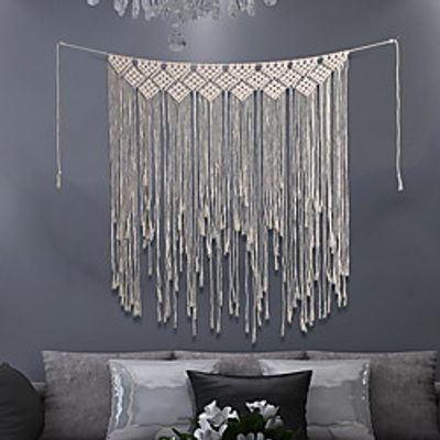 Boho Hand Woven Macrame Wall Tapestry Bohemian Boho Art Decor Hanging Wedding Backdrop Home Bedroom Living Room Decoration Nordic Handmade Tassel Cotton miniinthebox