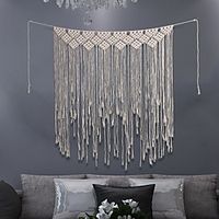Boho Hand Woven Macrame Wall Tapestry Bohemian Boho Art Decor Hanging Wedding Backdrop Home Bedroom Living Room Decoration Nordic Handmade Tassel Cotton miniinthebox - thumbnail