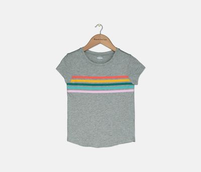 Little Girls Stripe T-Shirt Grey Little Girls Stripe T-Shirt Grey