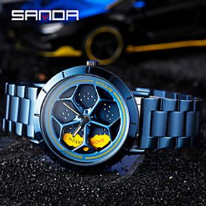 sanda's new time-to-run personality watch men's wheel quartz men's watch student steel belt waterproof rotating watch Lightinthebox