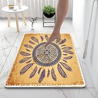 Spike Retro Flowers Bathroom Deco Diatomaceous Earth Bath Mat Soft Mat Rubber Anti-Slip Fast Dry Super Absorbent Thin Bathroom Mat for Under Door - Bathroom Floor Mat Rug Bathtub Front Shower Mat Sink Lightinthebox