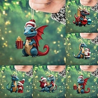 Christmas Tree Ornaments Hanging 2D Acrylic Decorations Christmas Ornament 2023 Crafts Hanging Ornament New Year Festive Party Supplies Room Hanging Decor miniinthebox