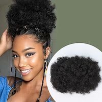 chignons Hair Bun Drawstring Synthetic Hair Hair Piece Hair Extension Jerry Curl Afro Curly Party Daily Daily Wear Burgundy A33 Black miniinthebox